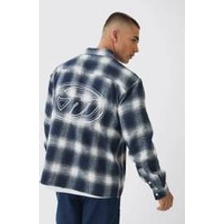 Mens Black Oversized Pocket Detail Check Overshirt