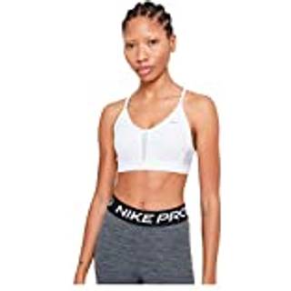 Nike Indy-sports-bh med V-hals, indlæg og let støtte til kvinder - hvid - 2XL