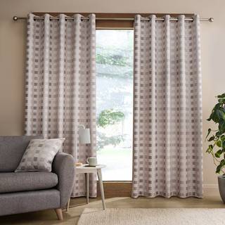 Catherine Lansfield Catherine Lansfield Natural Wilson Check Thermal Blackout Lined Eyelet Curtains
