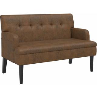 bænk med ryglæn 112x65,5x75 cm imiteret ruskind brun