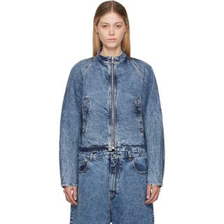 AlaÃ¯a Round Racing denim jacket - blue - XL+