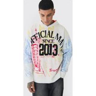 Mens Black Tall Twenty Thirteen Graphic Knitted Hoodie
