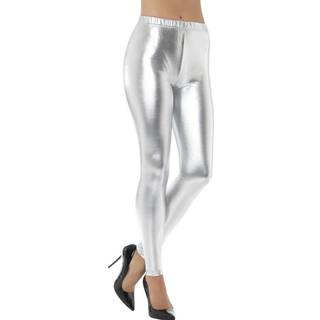 80er Jahre Metallic Leggings silber S