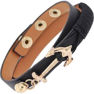 trendor 75803 Leder-Armband Schwarz mit goldfarbenem Anker