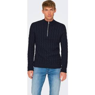 ONLY & SONS Kicker Cable Knit Half Zip Dark Navy