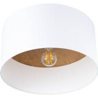 Loftlampe Telesto, hvid, Ø 35 cm, stof, træ, stål
