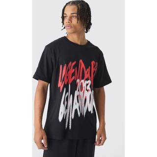 Mens Black Regular Fit Graffiti Printed T-Shirt