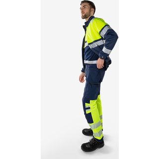 Fristads 134187 HiVis Green håndværker stretchbukser klasse 1 2643 GSTP / Arbejdsbukser Hi-Vis gul/Marine D88