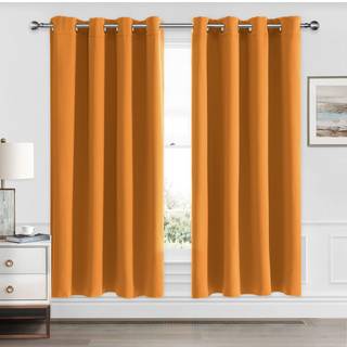 CUCRAF ORANGE Blackout Gardiner 63 tommer l?ngde 2 Paneler S?t v?relse m?rkere gardiner og gardiner til stue sovev?relse termisk isoleret lys blo