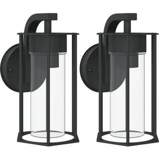 udendørs væglamper 2 stk. rustfrit stål sort