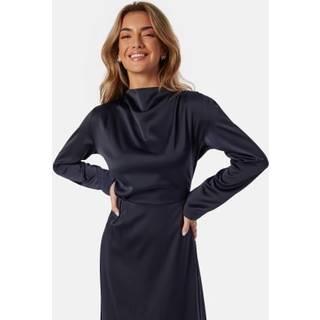 Satin High Collar Midi Dress
