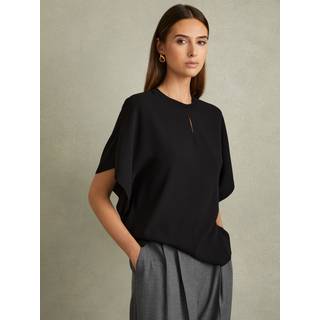 Reiss Reiss Black Tania Draped Sleeve Top