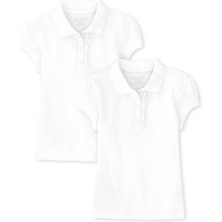 B?rnene placerer piger kort?rmet ruffle pique polo shirt hvid 2 pak stor os