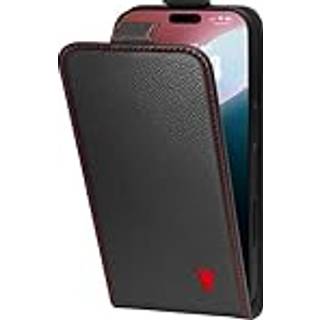 iPhone 16 Pro Leather Flip Wallet Case (MagSafe Charging) - Black with Red Detail