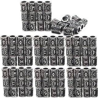 Warmshine 72 stykker norrens viking rune perler h?r sk?g pendel antik DIY armb?nd smykker pendanter silve