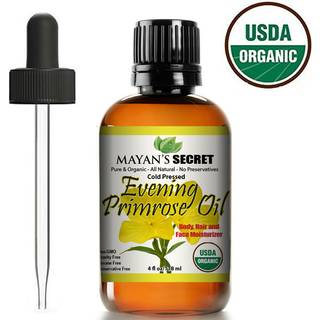Mayan's Secret Evening Primrose Oil USDA-certificeret organisk/naturlig/ufortyndet/uraffineret/koldpresset breolie. Foryng og fugt huden og hre