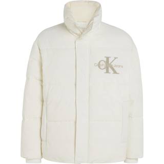 Oversized Chenille Logo Puffer Jacket - White - XXXL
