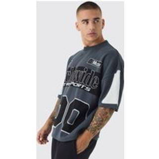 Mens Black Oversized Moto 100 Knitted T-Shirt
