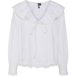 PIECES dame bluse PCANNABELLE - Bright White Bright White embroidery - XS