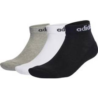 Linear Ankle Socks Cushioned sokker, 3 par - Medium Grey Heather / White / Black - 34-36