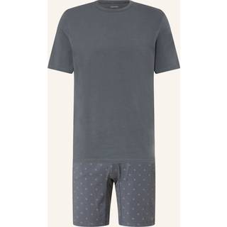 Calvin Klein Underwear Herren Pyjama grau Popeline Stoff Gemustert