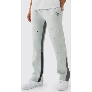 Mens Grey Regular Paint Splatter Printed Gusset Jogger
