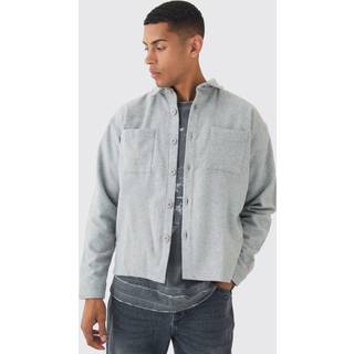 Mens Light Grey Oversized Brushed Overshirt