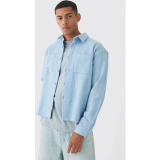 Mens Light Blue Oversized Brushed Overshirt