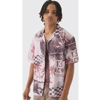 Mens Brown Oversized Slub Moto Shirt