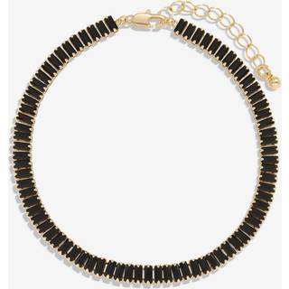 Inicio Inicio Gold Tone Gift Pouch Jet Baguette Stone Tennis Bracelet