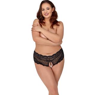 Cottelli Curves Crotchless Floral Lace Panties with Stimulating Pearls 2311020 Black XL