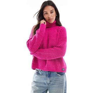Superdry Superdry Hyper Magenta Pink Slouchy Stitch Roll Neck Knit Cardigan