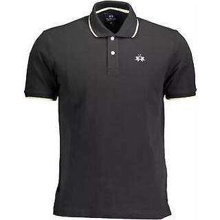 La Martina Black Cotton Men Polo Shirt