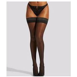 Ann Summers Ann Summers Black Studded Plain Top Hold-Ups