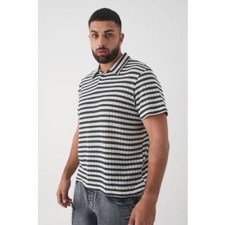 Mens Charcoal Plus Textured Stripe Polo