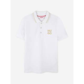 HUGO HUGO White Square Chest Logo Short Sleeve Polo Shirt