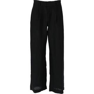 Gina Tricot-petite linen trousers-Hørbukser-Sort-S-Dame