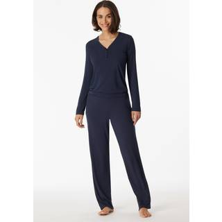 Schiesser Mix and Relax Shirt With Buttons - Blue - XX-Large