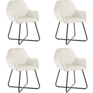 Spisebordsstole Fløjl - 4 / Creme