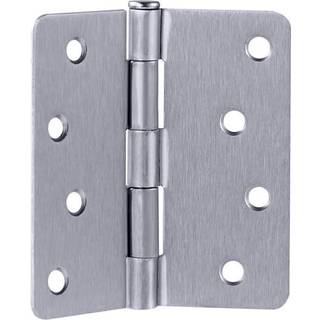 D?rh?ngsler til indvendige d?re 6 -pak 4 -tommer x 4 -tommer - afrundet 1/4 -tommer radius st?ld?r H?ngsel - B?rstet krom - Passer til standardd?