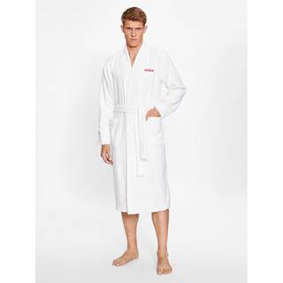 Morgenkåbe i bomuldsfrotté med rødt, broderet logomærkat