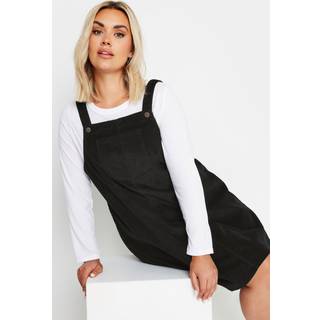 Yours Curve Yours Curve Black Corduroy Pinafore 100% Cotton Dress