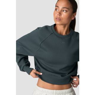 Everyday Cropped Crewneck Wmn Dark Green