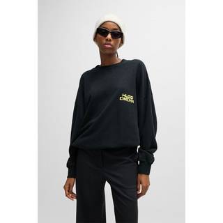 Sweatshirt i bomuldsfrotté med slub-effekt og grafisk katteprint