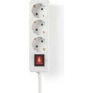 Nedis Power Strip 3-vejs Type F CEE 7/7 jordet stik, 3680W, 1,5 m - Hvid