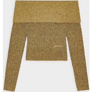 Ganni Top Sparkle Doubleface Knit S - Guld - S