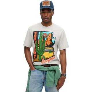 Superdry Superdry Glacier Grey Marl 100% Cotton Travel Postcard Graphic T-Shirt