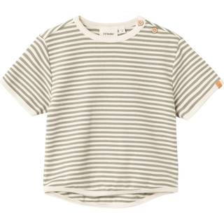 Lil Atelier Moss Gray Stribet Top - Str. 7-8y 122/128cm