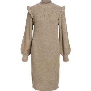 Object Collectors Item Malena L/S Ruffle Knit Dress Fossil Detail:MELANG XS