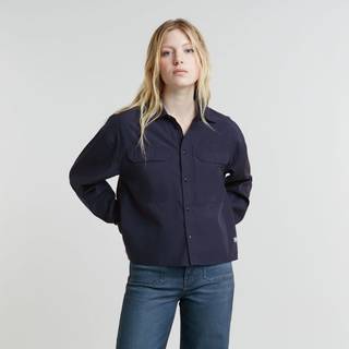 Cropped Pocket Shirt - Dark blue - Women